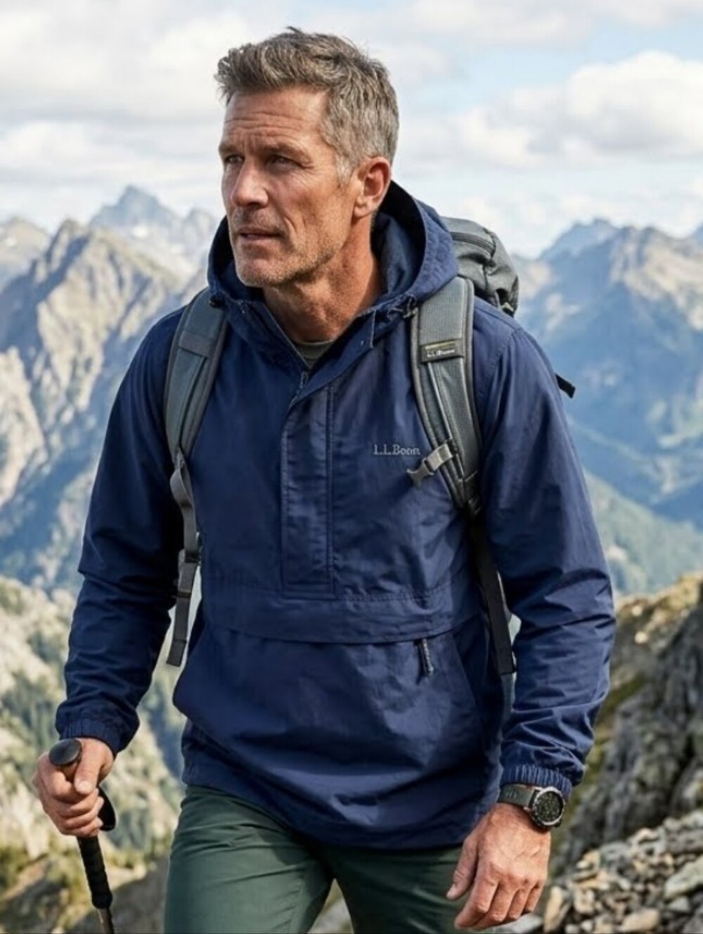 L.L. BEAN Jacket NYLON Hoodie Large Navy Blue Men's
